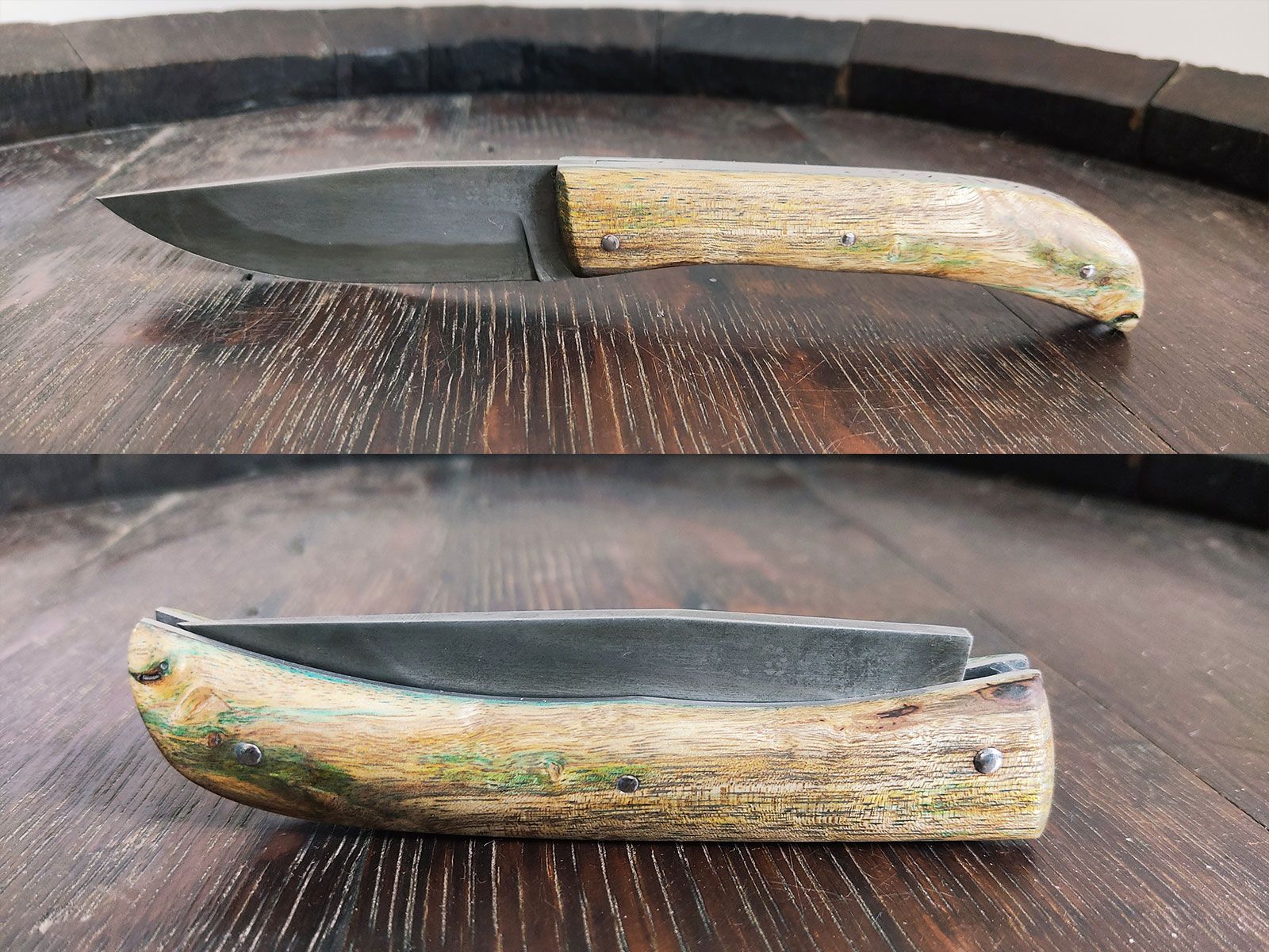 Couteau pliant avec larme forgée le Rustique